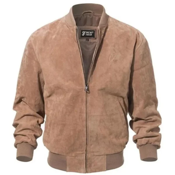 Mens Camel Brown Leather Suede Jacket by Jacket Field