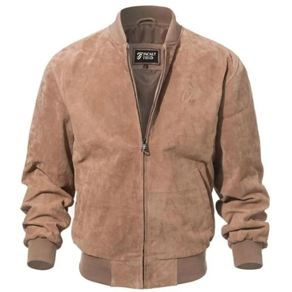 Mens Camel Brown Leather Suede Jacket by Jacket Field