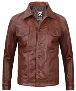 Mens Fernando Brown Leather Jacket by Jacket Field