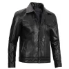 Mens Vegan Black Leather Jacket Trucker Style by Jacket Field