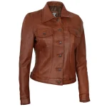 Womens Fernando Brown Leather Jacket by Jacket Field