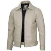 Mens Lambskin Leather Off White Jacket by Jacket Field