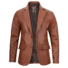 Mens Cognac Brown Leather Blazer Jacket by Jacket Field