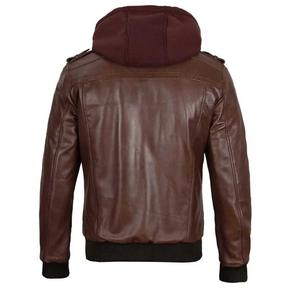 Mens Bomber Brown Leather Jacket by Jacket Field