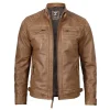 Mens Distressed Camel Brown Leather Jacket by Jacket Field