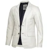 Mens Lambskin Leather Blazer Off White Jacket by Jacket Field