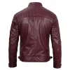 Mens Maroon Vegan Leather Quilted Biker Motorcycle Jacket by Jacket Field