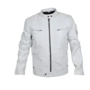 Mens Flawless Leather Racer White Jacket by Jacket Field