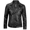 Mens Black Lambskin Leather Motorcycle Jacket by Jacket Field