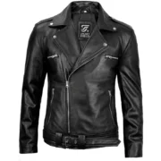 Mens Black Lambskin Leather Motorcycle Jacket by Jacket Field