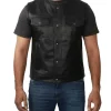 Western Style Mens Black Leather Vest by Jacket Field
