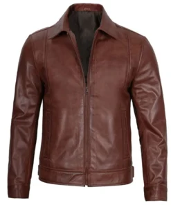 Mens Harrington Premium Brown Leather Jacket by Jacket Field