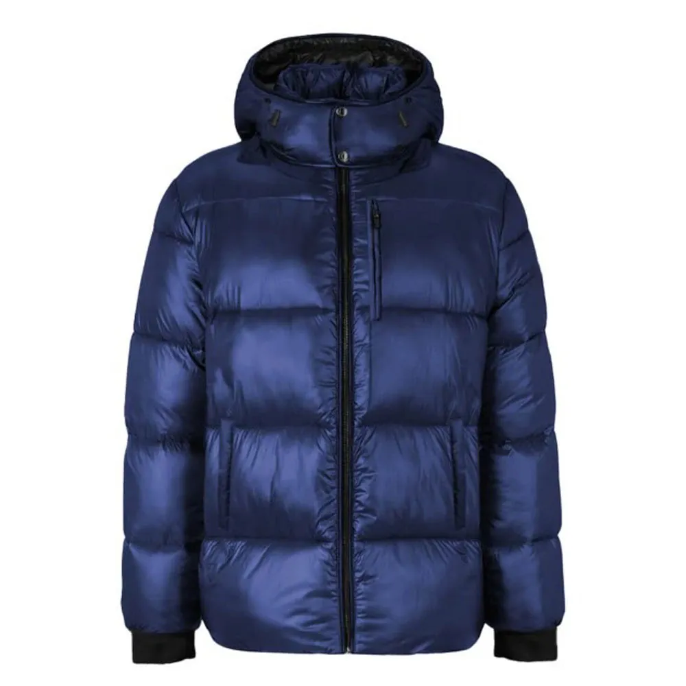 Salvador Puffer Men's Blue Jacket - Removable Scuba Hood By Jacket Field