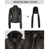 Tralee Dark Brown Leather Bomber Jacket Women with Hood by Jacket Field