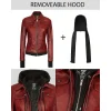 Tralee Maroon Leather Bomber Jacket Women with Removable Hood by Jacket Field