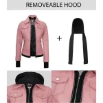 Pink Real Leather Bomber Jacket Women with Hood by Jacket Field