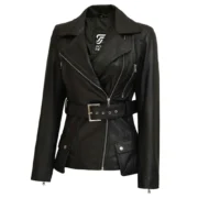Victoria Women’s Asymmetrical Black Leather Jacket By Jacket Field