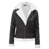 Brown Fur Lined Leather Bomber Jacket Women with Removable Hood by Jacket Field