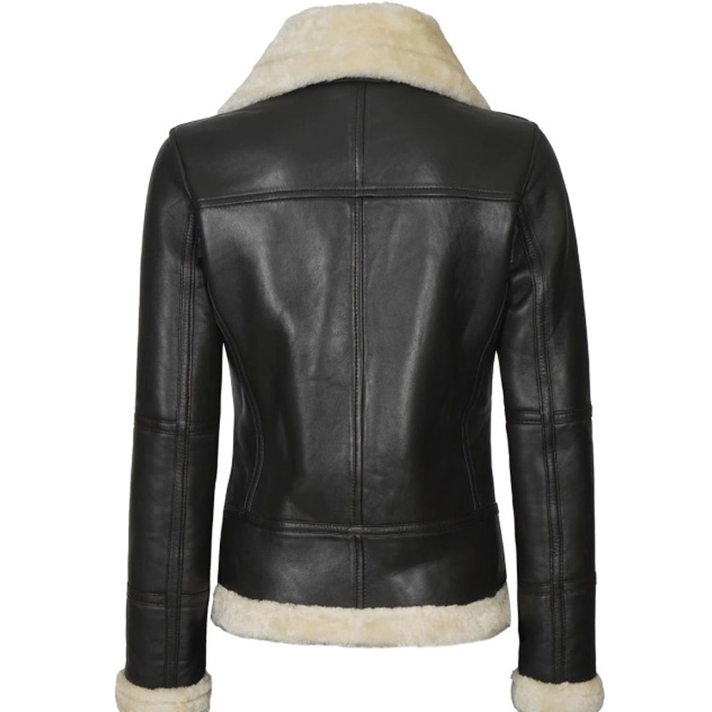 Womens Dark Brown Leather Shearling Jacket by Jacket Field
