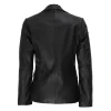 Women’s Two-Button Black Leather Jacket Blazer By Jacket Field