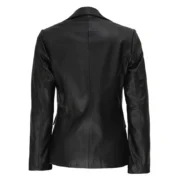 Women’s Two-Button Black Leather Jacket Blazer By Jacket Field