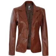 Womens Lambskin Brown Leather Jacket by Jacket Field