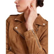 Womens Tan Biker Leather Suede Jacket by Jacket Field