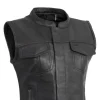 Ludlow Women’s Leather Motorcycle Vest – Sheep Diamond Club Style by Jacket Field