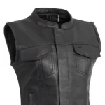 Ludlow Women’s Leather Motorcycle Vest – Sheep Diamond Club Style by Jacket Field