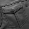 Mens Black Cowhide Leather Motorcycle Vest by Jacket Field