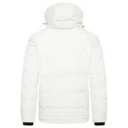 Mens Polyester Winter Off White Jacket with Hood by Jacket Field