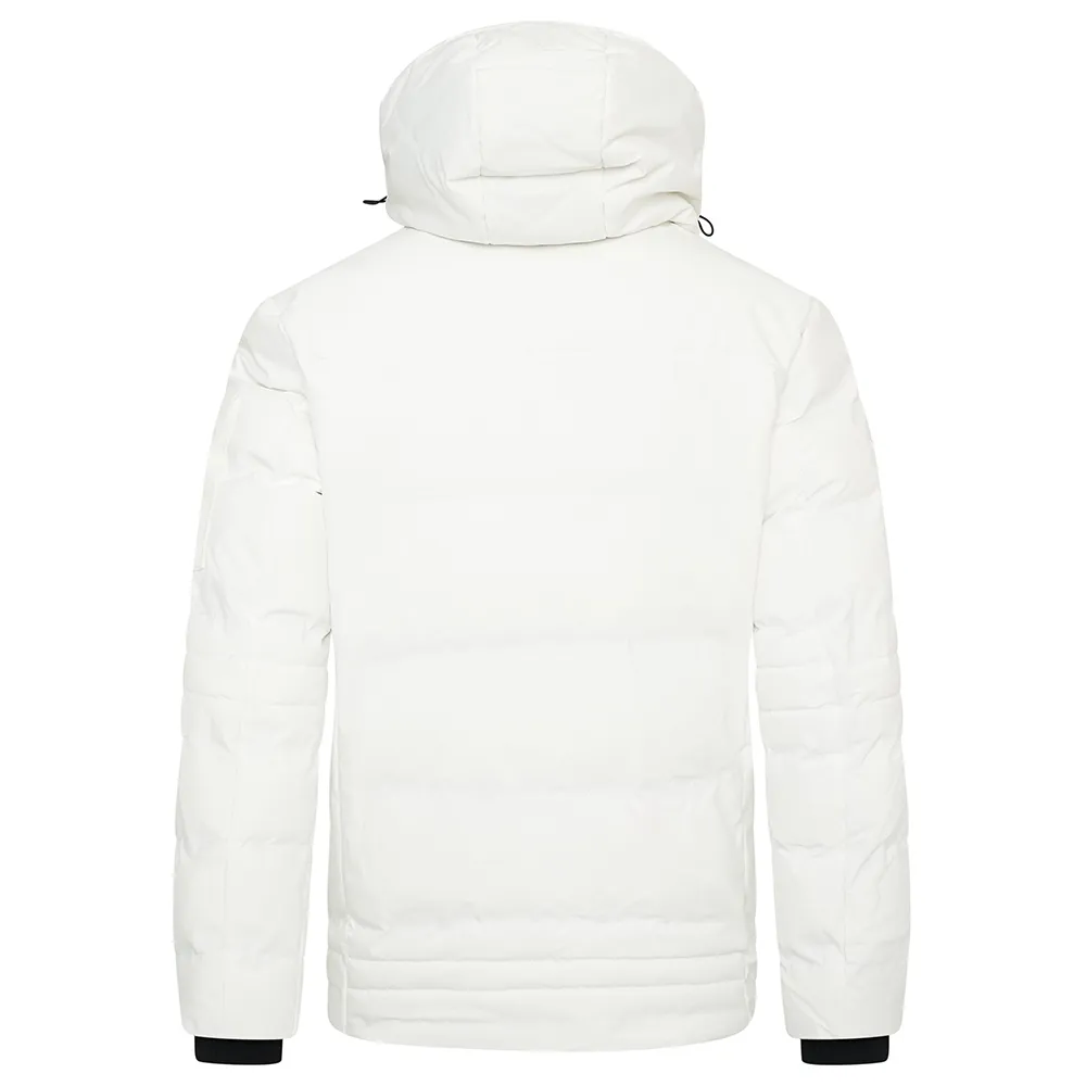 Mens Polyester Winter Off White Jacket with Hood by Jacket Field