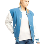 Womens Red Wool Body & Black Leather Sleeves Clothing Varsity Jacket by Jacket Field