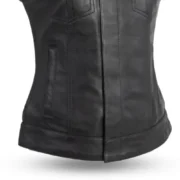 Ludlow Women’s Leather Motorcycle Vest – Sheep Diamond Club Style by Jacket Field