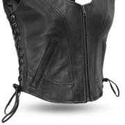 Raven Women’s Motorcycle Vest – Classic Leather Western Style by Jacket Field