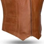 Savannah Women’s Western Style Leather Motorcycle Vest – Sheep Diamond by Jacket Field