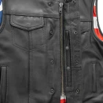 Club Style Mens Black Cowhide Leather Motorcycle Vest by Jacket Field