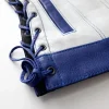 Women’s Motorcycle Leather Vest Blue & White Limited Edition by Jacket Field