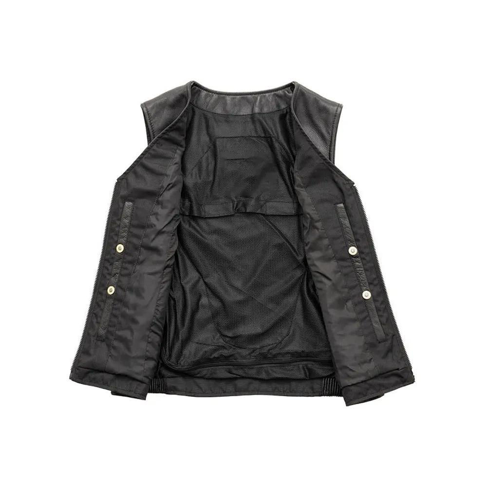Women’s Leather Motorcycle Vest Studded Diamond Cowhide by Jacket Field