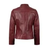 Womens Biker Maroon Leather Jacket by Jacket Field