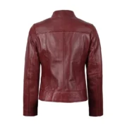 Womens Biker Maroon Leather Jacket by Jacket Field