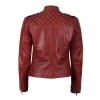 Womens Asymmetrical Biker Style Red Leather Jacket by Jacket Field