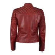 Womens Asymmetrical Biker Style Red Leather Jacket by Jacket Field