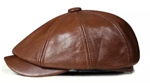 Mens Vintage Brown Leather Cap by Jacket Field