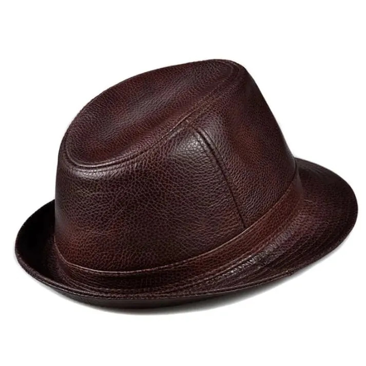Mens Lemont Trilby Leather Hat by Jacket Field