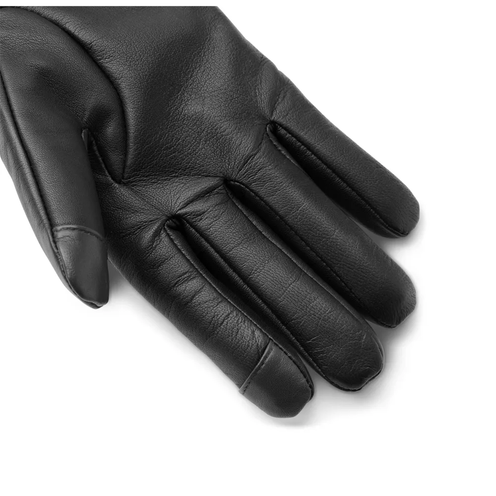 Mens Black Quilted Touchscreen Leather Gloves by Jacket Field