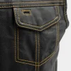 Club Cut Mens Black Leather Motorcycle Vest by Jacket Field