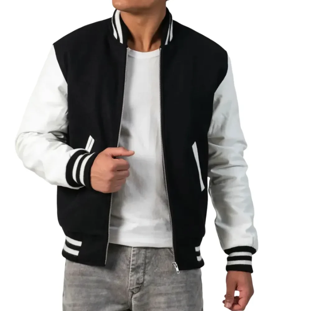 Mens Black & White Clothing Varsity Jacket by Jacket Field