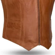 Womens Brown Distressed Leather Vest by Jacket Field