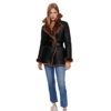 Womens Black Faux Leather Shearling Jacket by Jacket Field